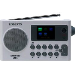 Roberts Stream 107 White - Stylish Portable DAB/FM/Internet Radio with Media Streaming WiFi Built-in Battery Charger